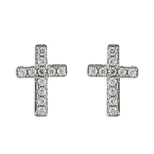 Slim Diamante Cross Earrings - The Christian Gift Company