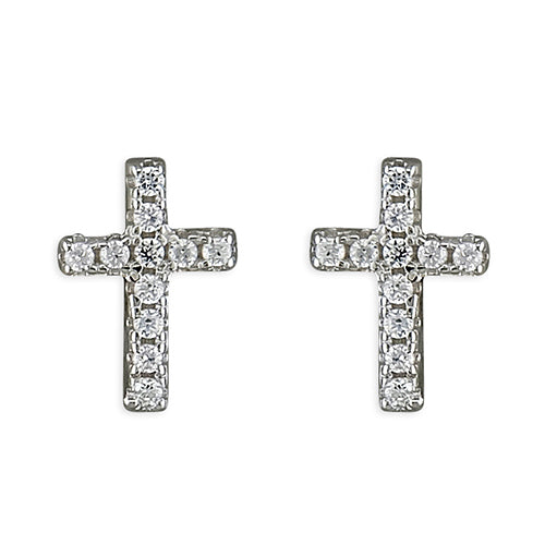 Slim Diamante Cross Earrings - The Christian Gift Company