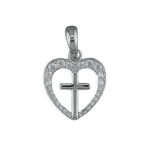 Heart and Cross Necklace With Plain Cross - The Christian Gift Company