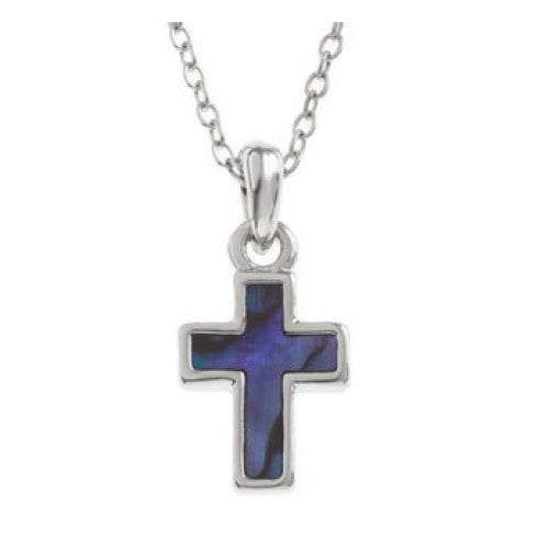 Paua Shell Cross Necklace Purple - The Christian Gift Company