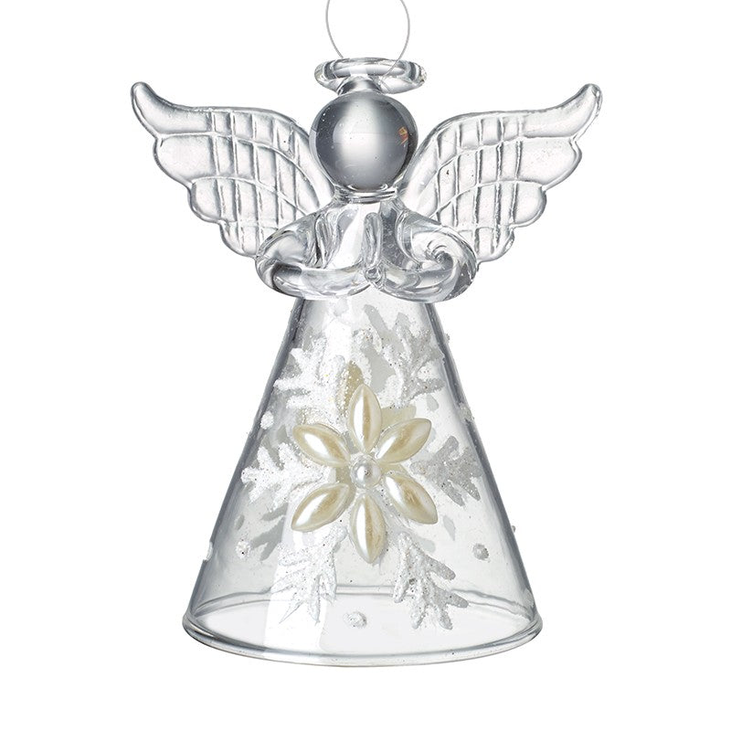 Glass Angel With Snowflake Pearls Skirt - The Christian Gift Company