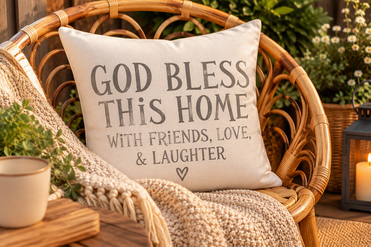 Cushion God Bless This Home With Love & Laughter