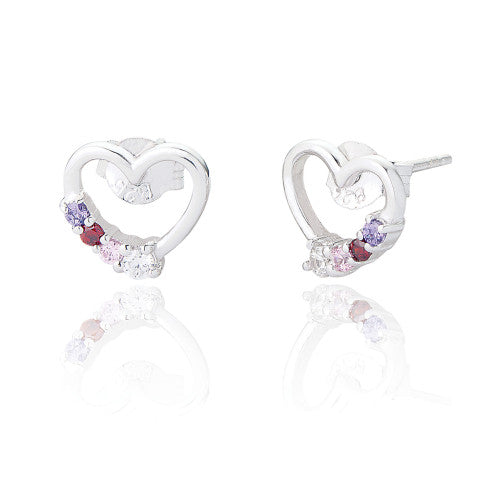 Silver Rainbow Heart Shaped Earrings - The Christian Gift Company