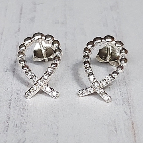Ichthus Fish Stud Earrings With Cubic Zirconia - The Christian Gift Company