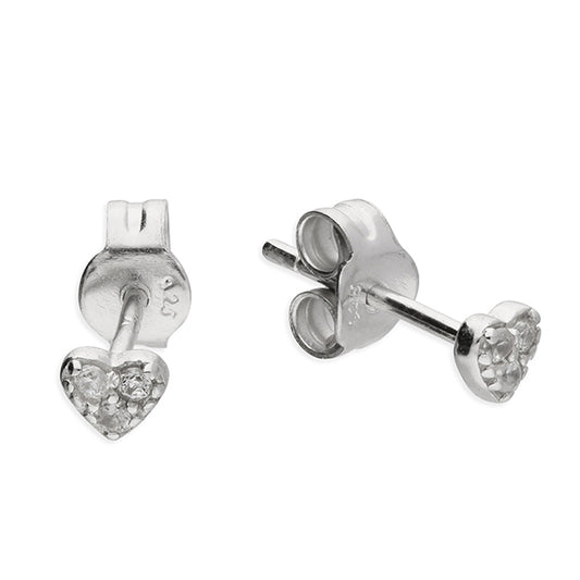 Silver Heart Earrings With Three CZ - The Christian Gift Company