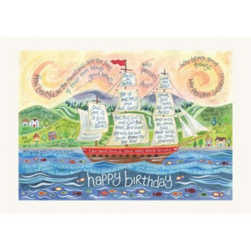 Hannah Dunnett Happy Birthday Ship Card - The Christian Gift Company