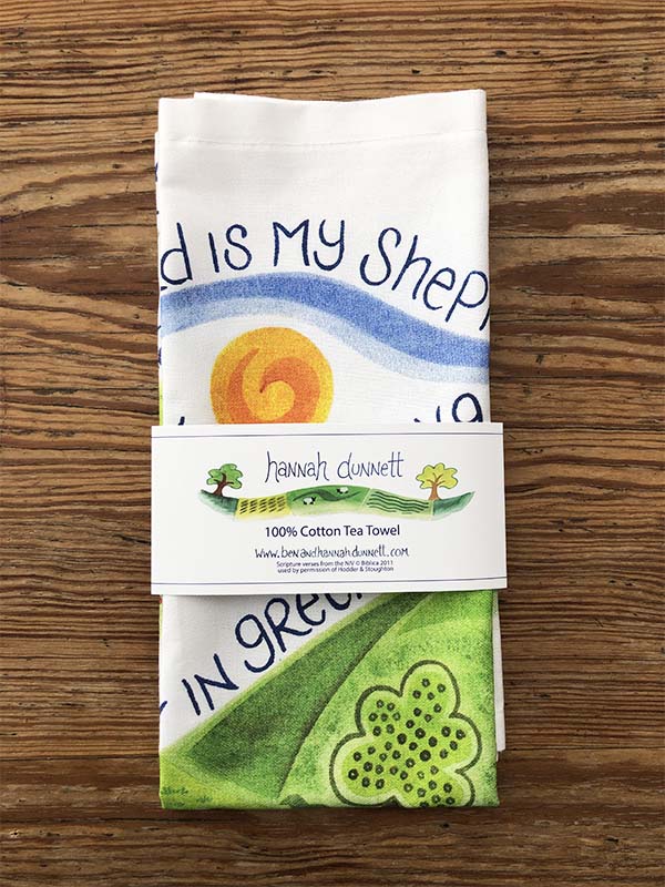 Hannah Dunnett Tea Towel - The Lord is My Shepherd - The Christian Gift Company