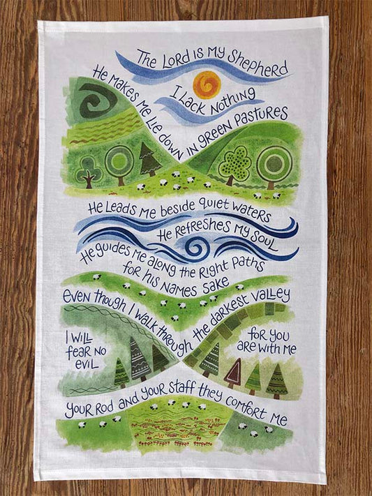 Hannah Dunnett Tea Towel - The Lord is My Shepherd - The Christian Gift Company