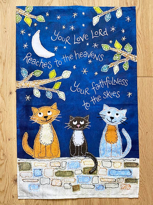 Your Love Lord Reaches to the Heavens Tea Towel - The Christian Gift Company