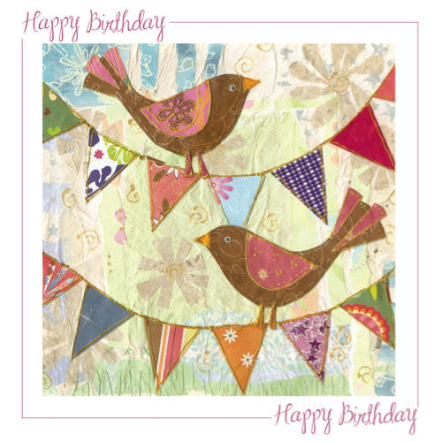 Happy Birthday Card Birds And Bunting No Verse - The Christian Gift Company