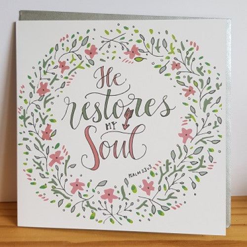 Restores My Soul Square Card - The Christian Gift Company