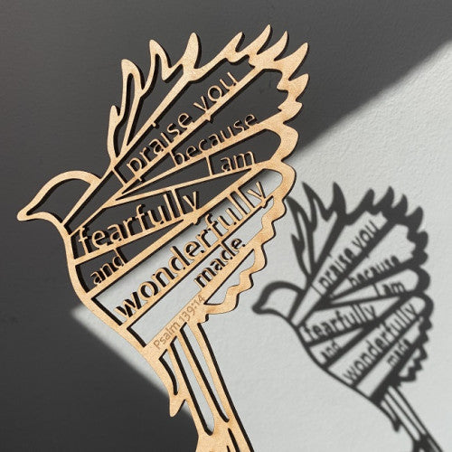 I Praise You Because Laser Cut Wooden Bird - The Christian Gift Company