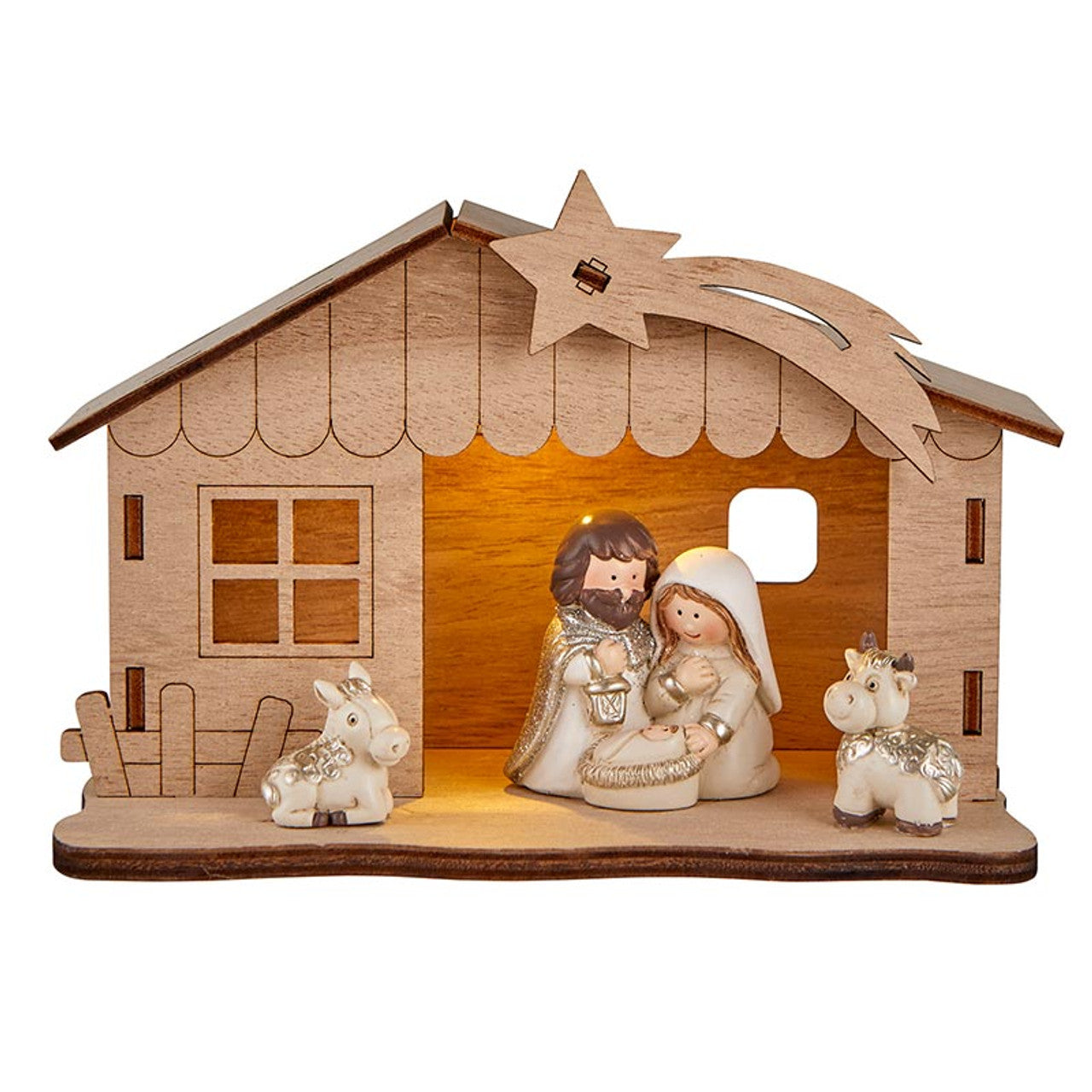 Childlike Nativity with Lighted Creche - The Christian Gift Company