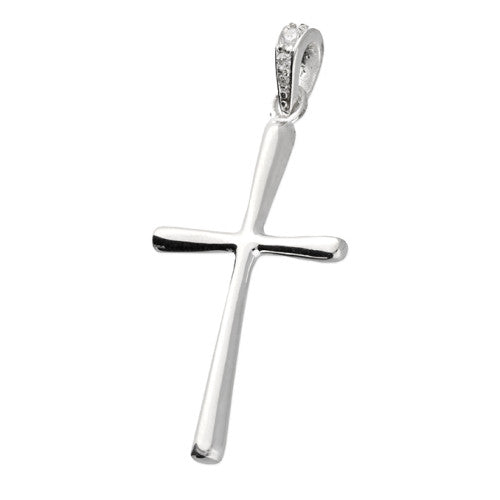 Long Slim Soft Sterling Silver Cross Necklace - The Christian Gift Company