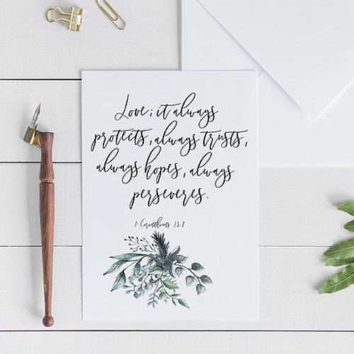 Love Always Protects (Leaves) Greetings Card A6 - The Christian Gift Company