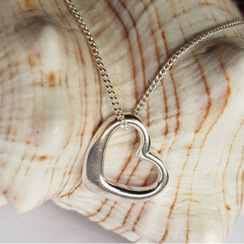 Silver Open Hanging Heart Necklace - The Christian Gift Company