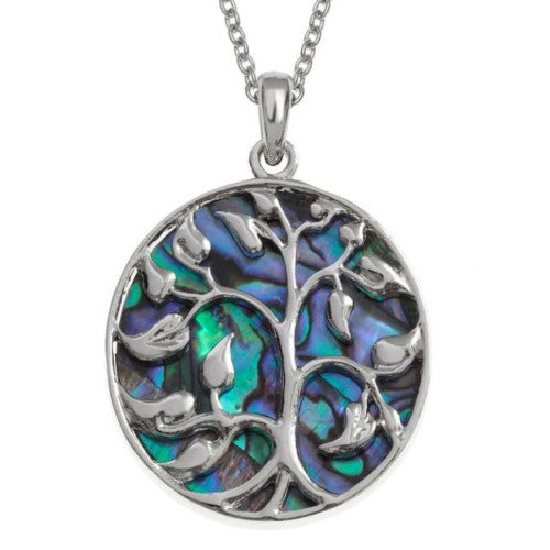 Paua Shell Tree Of Life Leaves Necklace - The Christian Gift Company