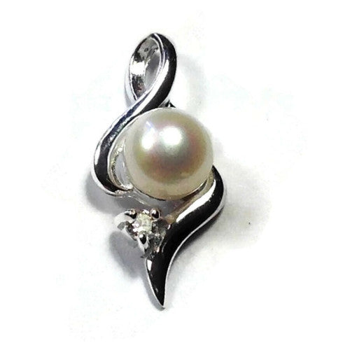 Pearl And Cubic Zirconia Curly Pendant - The Christian Gift Company