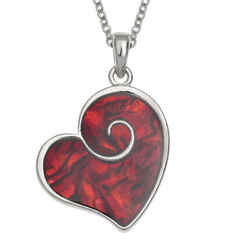 Red Paua Shell Heart Swirl Necklace - The Christian Gift Company