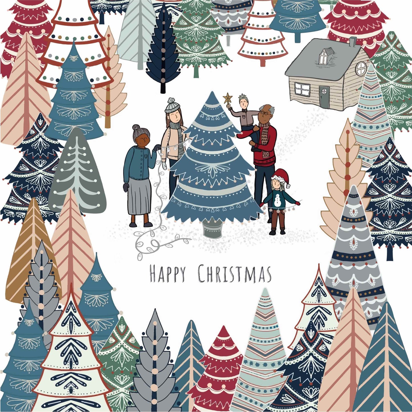 Happy Christmas Trees (pack of 10 Christmas cards) - The Christian Gift Company
