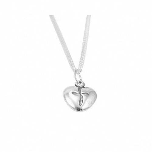Silver Antiqued Heart With Cross Pendant - The Christian Gift Company