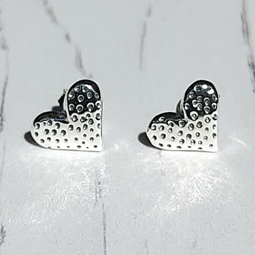 Spotty Heart Silver Earrings - The Christian Gift Company