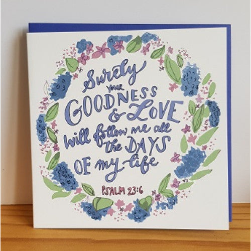 Surely Goodness And Love Square Greetings Card - The Christian Gift Company