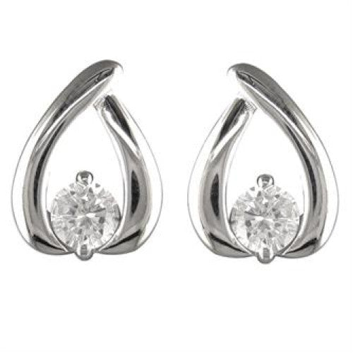 Teardrop Closed Swirl With Central Cubic Zirconia Earrings - The Christian Gift Company