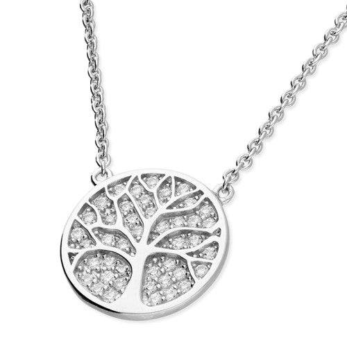 Tree Of Life Cubic Zirconia Disk Necklace - The Christian Gift Company