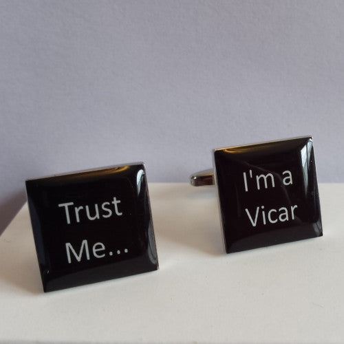 Trust Me I'm A Vicar Cufflinks Black - The Christian Gift Company