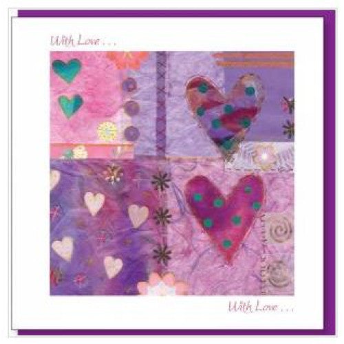 With Love Greetings Card Purple Hearts - The Christian Gift Company