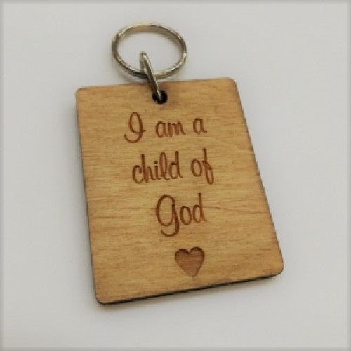 Wooden Keyring I Am A Child Of God - The Christian Gift Company