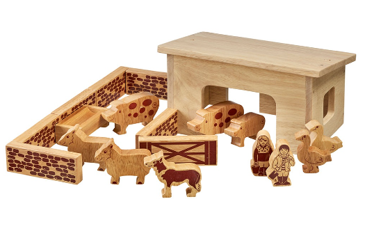 Pig and Sheep Barn Set - The Christian Gift Company