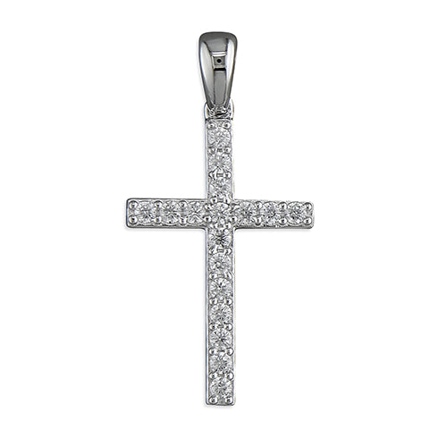 Silver Cross With Cubic Zirconia Necklace - The Christian Gift Company