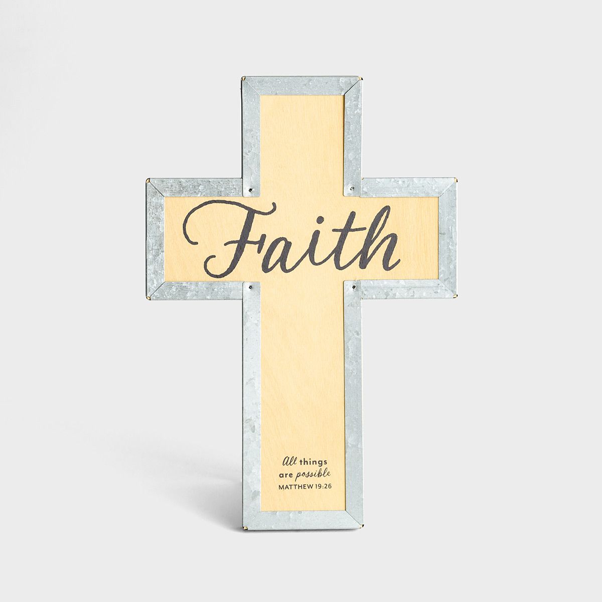 Faith - Wood & Metal Cross - The Christian Gift Company