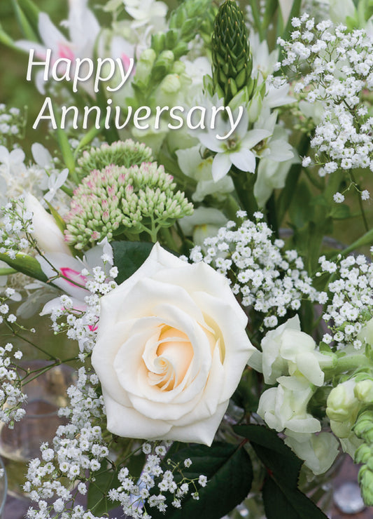 Anniversary Card - White Roses - The Christian Gift Company