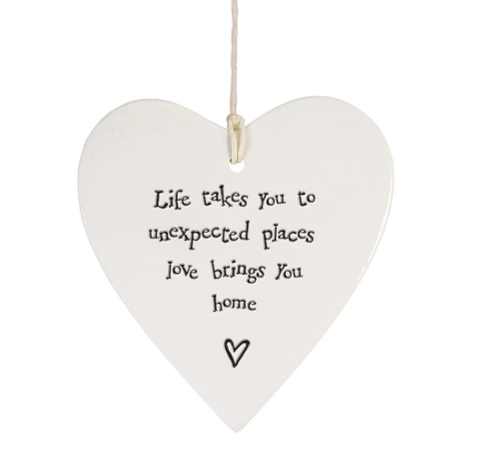 Life Takes You to Unexpected Places Porcelain Hanging Heart - The Christian Gift Company