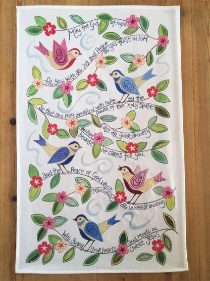 Hannah Dunnett Tea Towel God of Hope He Cares For You - The Christian Gift Company