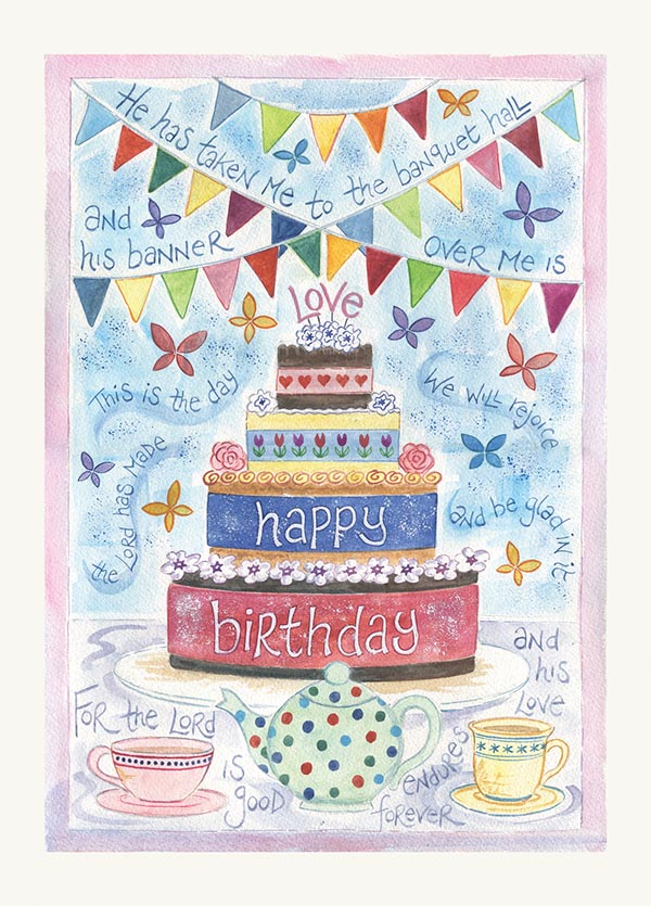 Hannah Dunnett Happy Birthday Cake Card - The Christian Gift Company