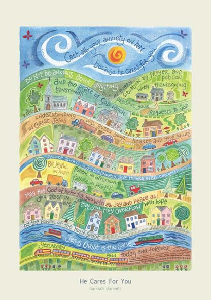 Hannah Dunnett He Cares For You Card - The Christian Gift Company