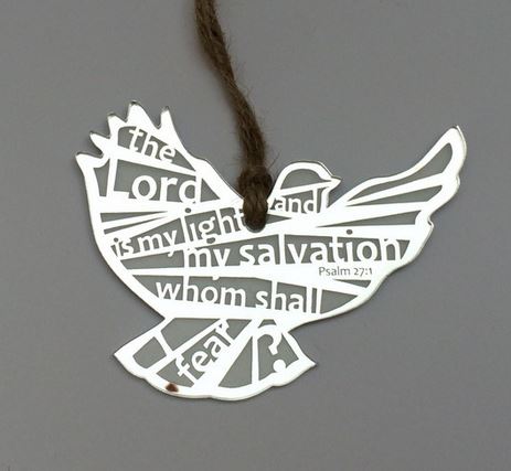 Light and Salvation Silver Hanging Bird - The Christian Gift Company