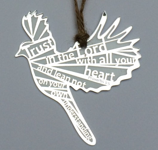 Trust in the Lord Silver Hanging Bird - The Christian Gift Company