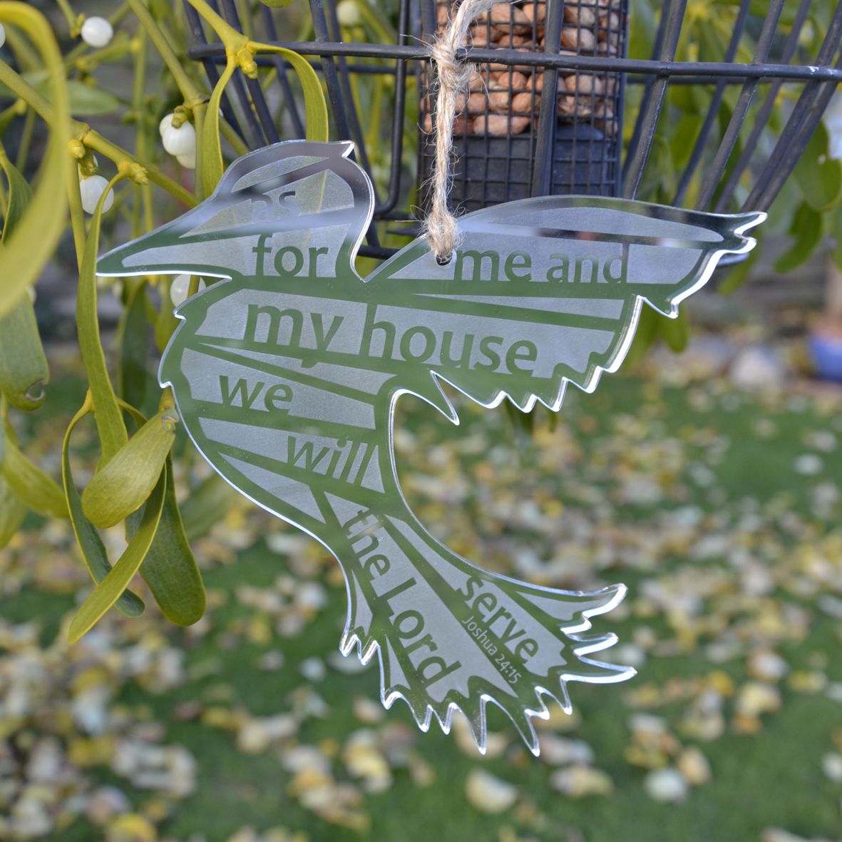 As For Me and My House Silver Hanging Bird - The Christian Gift Company