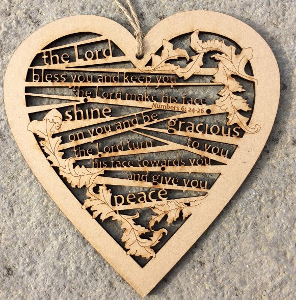 The Lord Bless You Wooden Hanging Heart - The Christian Gift Company