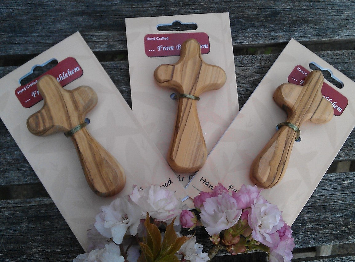 Chunky Olive Wood Holding Cross - The Christian Gift Company