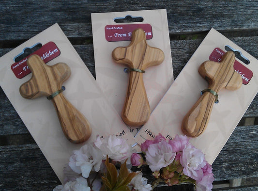 Chunky Olive Wood Holding Cross - The Christian Gift Company