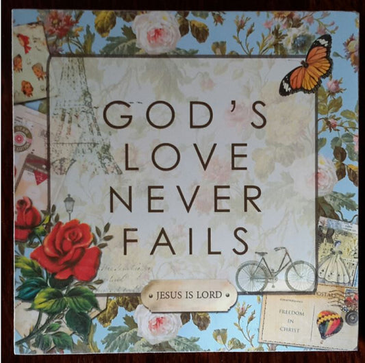 God's Love Never Fails Mini Plaque - The Christian Gift Company