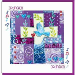 Ordination Card Purple Cross - The Christian Gift Company