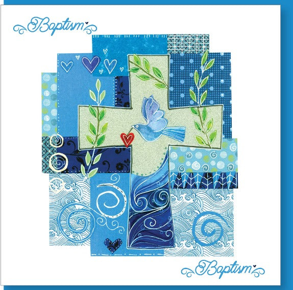 Baptism Blue Cross Card - The Christian Gift Company