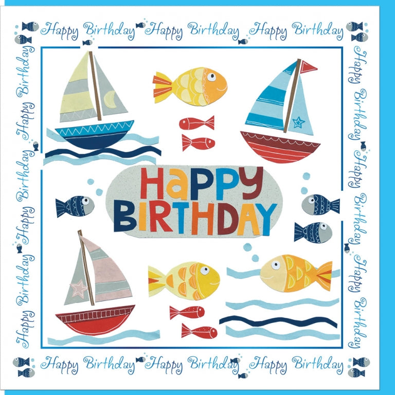 Happy Birthday Boats and Fishes With Bible Verse - The Christian Gift Company
